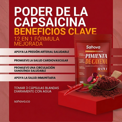 Sahova® Capsaicin Power – Cápsulas blandas de pimienta de cayena